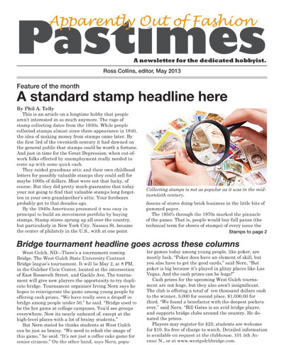 Hobbies newsletter page one