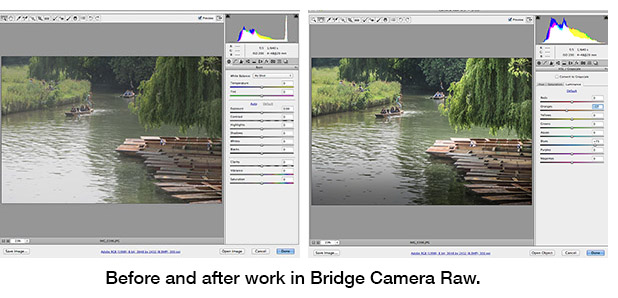 Before and after work in camera raw.