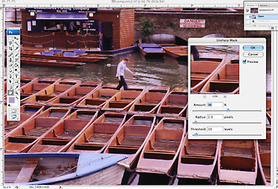 Unsharp mask adjustment